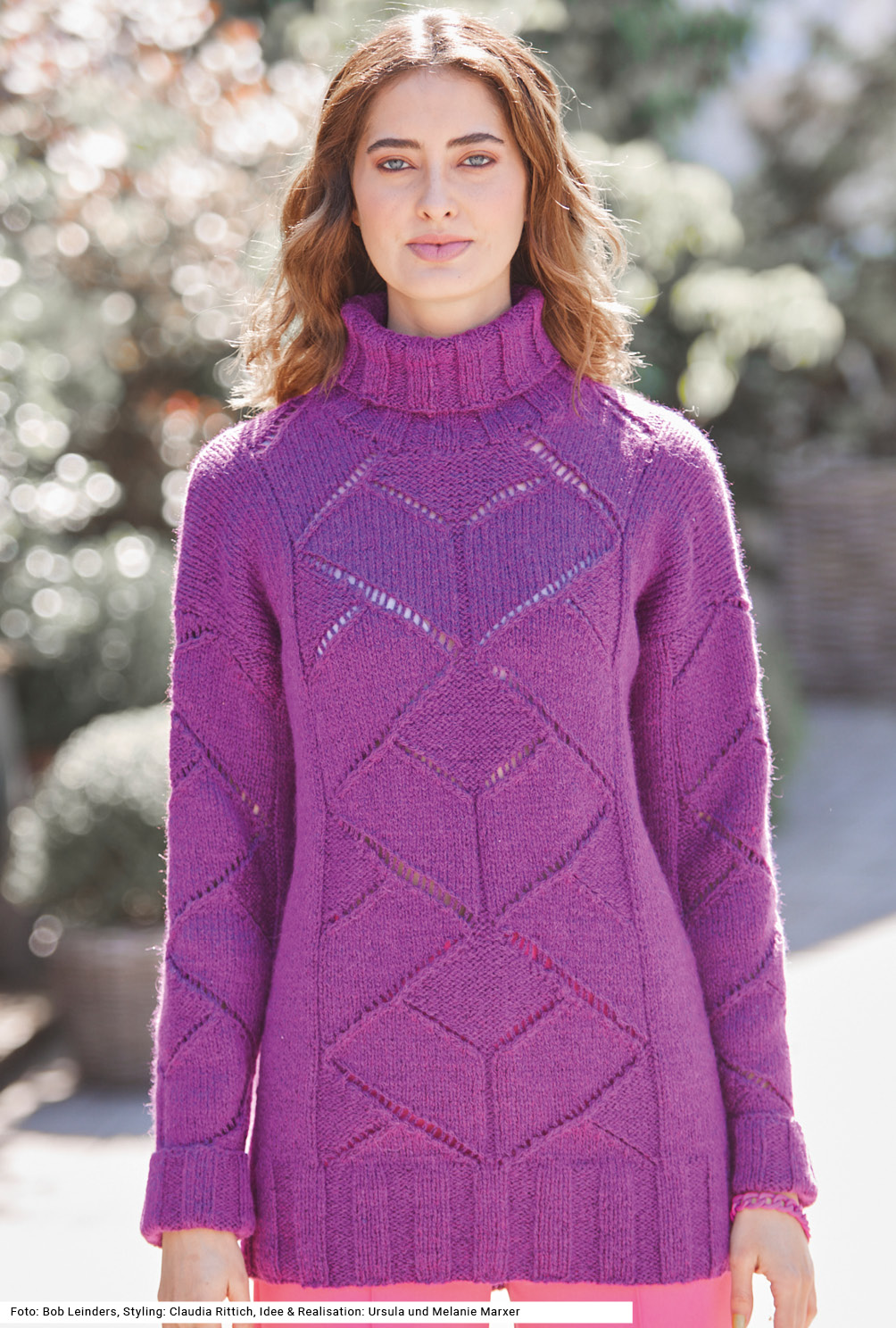 Pulli mit Rautenmuster in Violett