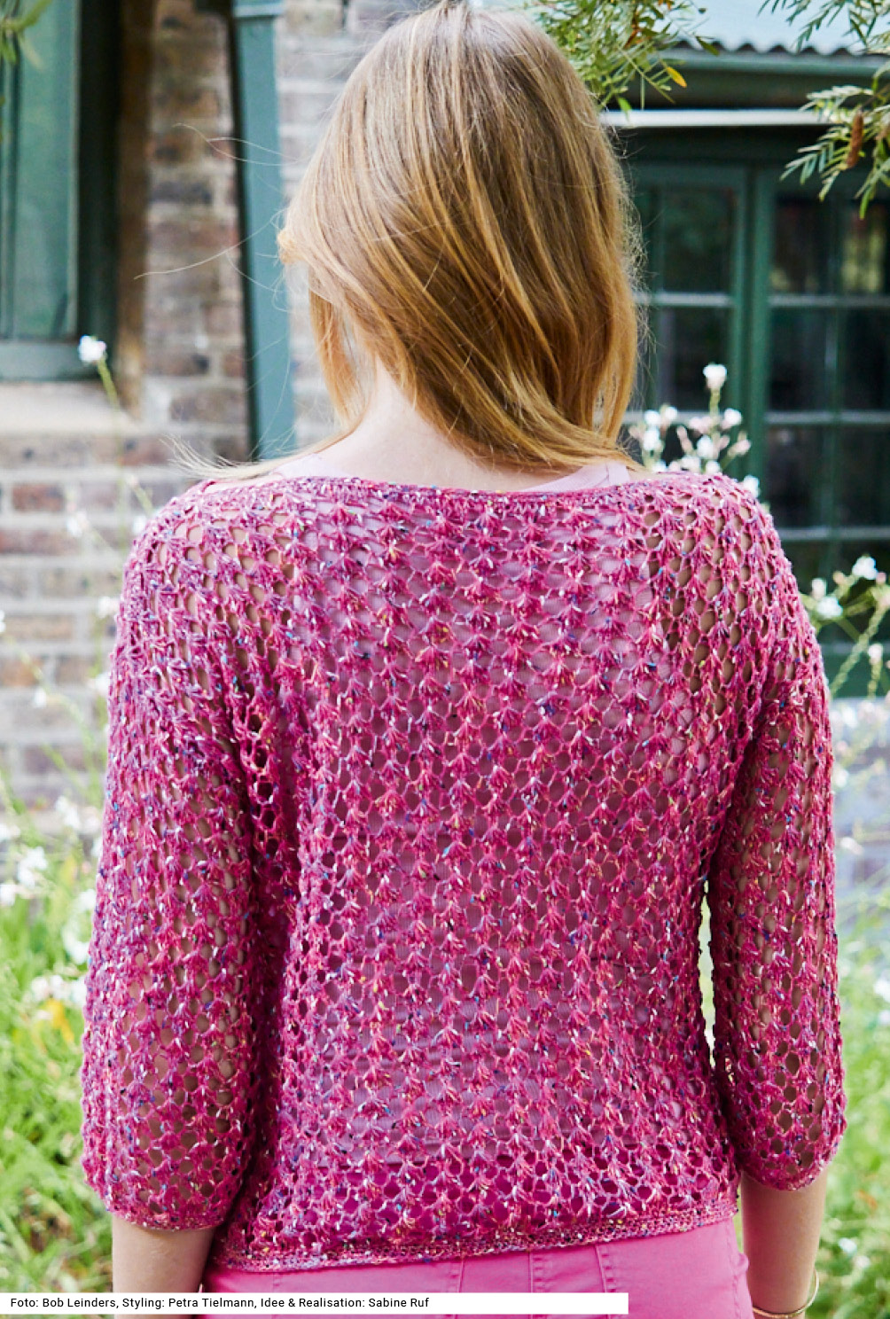 Pullover mit Netzmuster in Pink