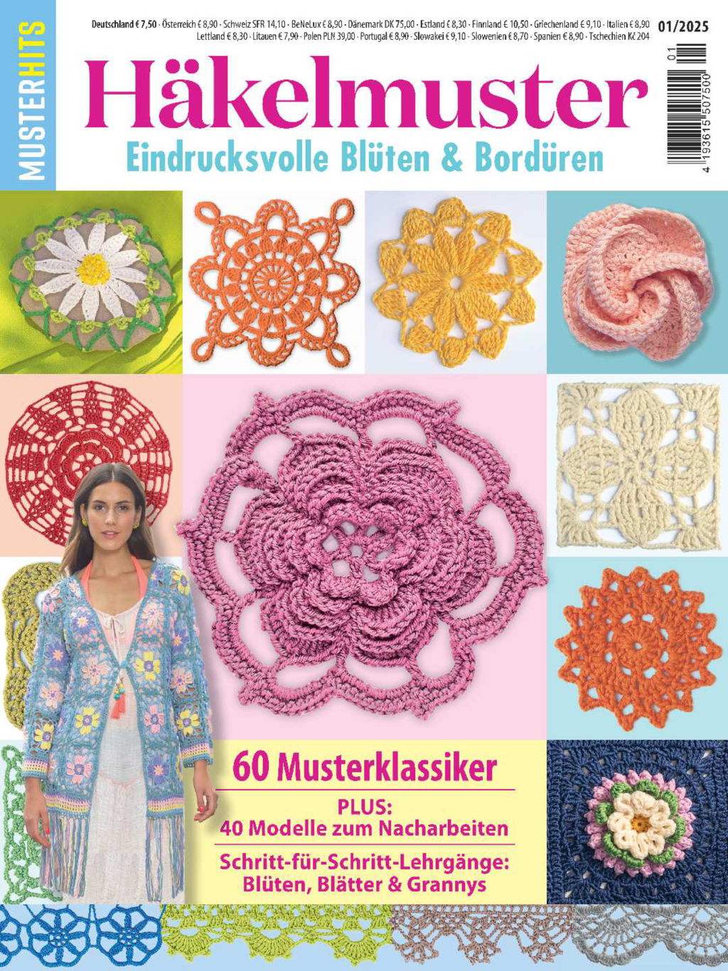 Muster-Hits 1/25 - Häkelmuster: Eindrucksvolle Blüten & Bordüren